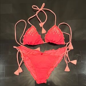 VS Coral Ruffled Bikini Set